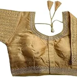 Women's Readymade Blouse Embroidery Multi Coding Gold Thread Indian Ethnic Designer Stitched Readymade Saree Half Sleeve Blouse for Women for Saree Lehenga Choli-image-4