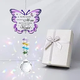 Butterfly Crystal Suncatcher Gifts for Mom Mothers Day Unique Birthday for Mom from Daughter Son Butterfly Crystal Suncatcher for Mothers Day Window Hanging-image-48