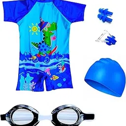 Kids Swimming Costume Set | One-Piece Swimsuit with Cap, Goggles & Ear Plugs | Unisex Swimwear for Boys and Girls | Ideal for Pool, Beach, Swimming Lessons & Water Fun-image-14