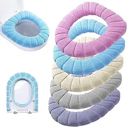 Soft & Warm Washable Toilet Seat Cover Stretchable, Thick Cushion, Easy Fit, Reusable & Comfortable for All Standard Toilets (Multicolor) (3)-picture-11