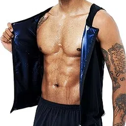 REMEBSWEAT Men's Sauna Vest Heat Trapping Pullover Sweat Enhancing Vest, Blue, L/XL-picture-12