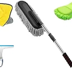 Winberg ® Car Cleaning Combo Pack Microfiber Duster Carpet Brush Scurb Glass Wiper Full Interior and Exterior Cleaning Kit - CarCLNG0004-picture-46