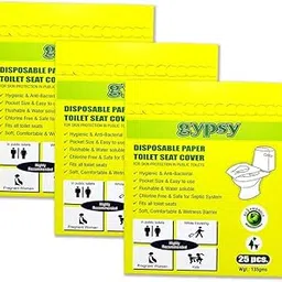 Gypsy Disposable Paper Toilet Seat Covers -75 Sheets (3 x 25) | Flushable & Nature Friendly | Travel Pack For Skin Protection In Unhygienic Public Toilets.-picture-32