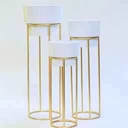 Hiftocraft™ Modern metal decorative floor standing white and gold indoor outdoor plant stand with pot for home decor living room office bedroom balcony (pack of 1) (White)-image-5