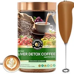 Coffeecurry Liver Detox Coffee (65 Gram) +Frother - Helps With Fatty Liver & Enhance Energy | Roasted Arabica Coffee Powder-picture-55