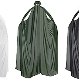 Women Chiffon Neck Cloak Cape Without Hood Durable Elegant for Evening Party White-image-85