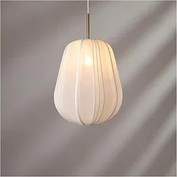 FIG Living Rome Pendant Lamp (Off-White) | 36 x 36 x 45 cm | Best for Living Room, Bed Room, Dining & Study | Handcrafted Fabric with Soft Diffused Glow | Japandi Hanging Light | Ceiling Chandelier-image-39