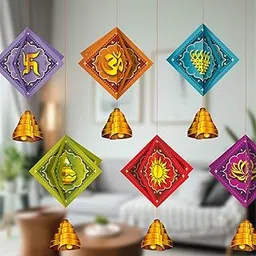 Festive Vibes (FV) – Paper Hanging Decoration (Pack of 12 Spritual Symbols Hangings - 6 Symbols, 2 Each) Ideal for All Festival & Celibrations-picture-10