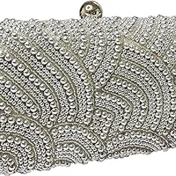 duchess Women's Velvet Pearl Box Clutch with Detachable Chain Sling Strap - Hand Clutch Wallet Purse for Wedding Party, Casual (7 x2x 4 inches)-picture-11