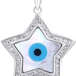 paavni Pure 925 Sterling Silver Star Shape Evil Eye Pendant for Girl & Women | Pure Silver Locket | Exquisite Design-picture-41