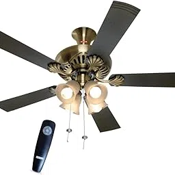Usha Fontana Maple Ceiling Fan 1250mm with Decorative Underlight and RF Remote|1 Star Rating| 100% Copper Motor| 2 Years Warranty| Free Standard Installation (Antique Brass Black, Pack of 1)-image-4