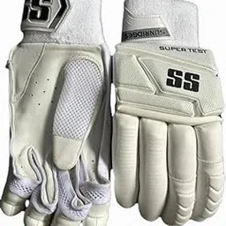 SS Super Test Professional Cricket Batting Gloves, White, Premium Leather and Mesh, Padded Protection-picture-34