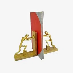 Modern Aluminum & Wood Bookend Sculpture, Decorative Book Holder Showpiece for Home Decor, Living Room, Bedroom, Bookshelf, Table, Office-picture-18