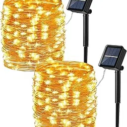 Brizled 2 Pack Solar String Lights, Total 132FT 400 LED Outdoor Solar Fairy Lights, 8 Modes Solar Twinkle Lights, Waterproof Mini LED Solar String Lights for Christmas Garden Party Decor, Warm White-picture-24