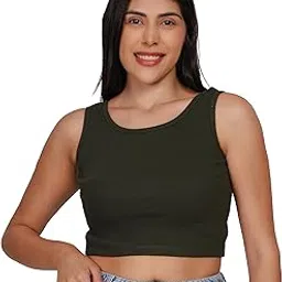 Women’s Ribbed Cotton Crop Tops – Sleeveless Lycra Tank Tops with Racerback, Square & Halter Neck Styles | Slim Fit Casual Tops-picture-35