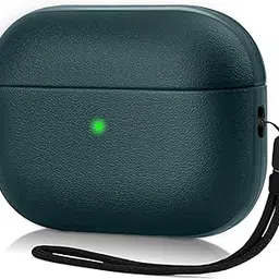 AirPods Pro 3 Case Cover with Lanyard, Leather Texture Full Body Protective Case for Apple AirPods Pro 3rd Generation (2025), Shockproof & Anti-Scratch with Front LED Visible (Green)-image-32