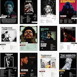 Thepaper9store Pack of 12 - The Weeknd Music Album Art Wall Posters 8.2x11.8 inch Adhesive Tape Attached Wall Decor Posters, Music Posters, Wall Art For Bedroom, Living room, Office (The Weeknd)-image-34
