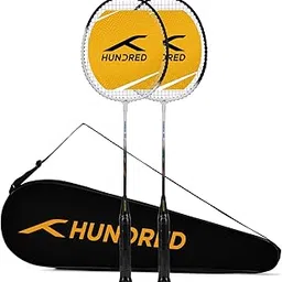HUNDRED Aluminium Powertek 100 (Set of 2) Badminton Racket with Full Cover (115G, White/Black)-picture-21