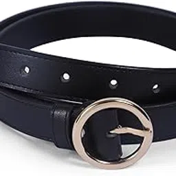 racheyta | Since 2019 | Women's PU Leather Belt with Golden Round Metal Buckle - Perfect for Formal & Casual Wear-picture-22