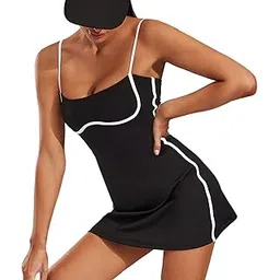 move with you Women's Workout Tennis Dress with Built-in Bra and Shorts Pockets Sleeveless Golf Dresses-picture-30