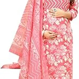 assume fab Women Maternity Kurta Set with Dupatta for Women | Nursing/Feeding Zip | Soft Rayon Ethnic Wear for Pregnancy & Postpartum-picture-10