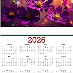2026 Wall Calendar with Purple Cosmos Flower Design, 12 x 18 inches, 300 GSM Laminated Art Paper, Self-adhesive Mounting, Multi-Color Print with Holidays and Observances-picture-27