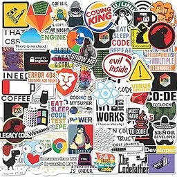 Trueflair Pack of 60 Coding Vinyl Laptop Stickers, Random Designs, for Programmer Laptop, Journal, Bike Helmet, Diary, Guitar, Mobile, Waterproof, Self-Adhesive (Coding)-picture-28
