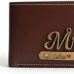 navya royal art Customised Men's Leather Wallet - Mr Leather Wallet for Mens - Name/Logo Printed on Wallet - Brown-picture-52