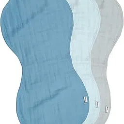 Green Sprouts Soft 100% Organic Cotton Muslin 3 Pack Burp Cloths for Newborn and Toddlers, Hypoallergenic, Absorbent, Machine Washable, Soft with Every wash, Blue Set-picture-23