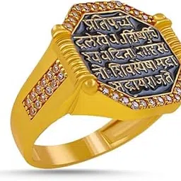 saizen Chhatrapati Shivaji Maharaj Gold Plated Bhagwa Rajmudra Finger Ring For Men&Boys-picture-25