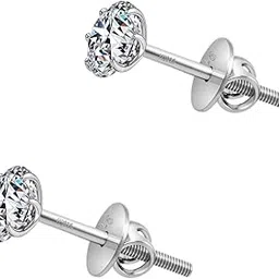 highspark 925 Silver Solitaire Screwback Stud Earrings | 92.5 Sterling Silver & Round Brilliant Cubic Zirconia Tops for Men Women-picture-10