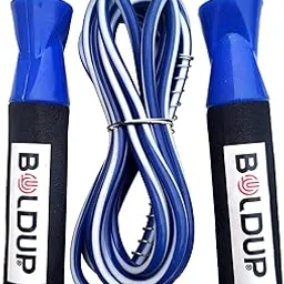 Boldup Fitness Sports Exercise Workout Plastic Handle Jump Skipping Rope for Weight Loss, for Men, Women, and Children Kids, Girls, and Adults(Skipping Rope Blue)-picture-34