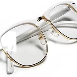 Computer Blue Light Blocking Half Frame Semi-Rimless White/Gold Clear Lens Antiglare ARC Blue Coating Eyeglasses Clubmaster Style Glasses-image-44