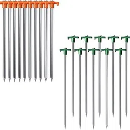 Merishopp 10 Pieces Tent Stakes Galvanized Steel Ground Stakes for Lawn Hiking Outdoor Orange-image-96