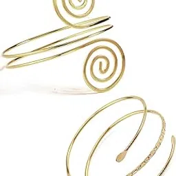 valijina 2Pcs Minimalist Simple Swirl Upper Arm Cuff Bracelets for Women Girls Arm Bangle Armlets Adjustable-picture-21