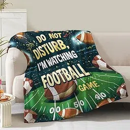 Football Blanket Gifts for Dad Boys Men Women Girls Birthday Christmas Valentines Present Football Theme Decor Home Bedroom Living Room Sofa Couch Soft Cozy Plush Kids Adults Teen Fleece Throw 60"x50"-image-43