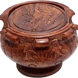 RAHLITE Handmade Carved Wooden Set of 6 with Decorative Cup Coasters on a Tabletop Six Tea Coffee Cups and Mugs Set Indian Handicrafts Beer Cans Bar Glass-image-84