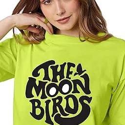thalasi Neon Olive Green Korean Style Printed Oversized T Shirts for Women - Calm Down T Shirt for Women -Baggy Fit & Aesthetic Tshirts for Women- Korean & Japanese Elbow Length Sleeve Anime T-Shirts-picture-27