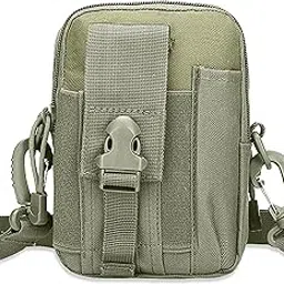 kraptick Multi-Purpose Water Resistant Waist Bag with Shoulder Strap, Waist Bag Mobile Phone Holder, Waist Pack for Men, Women Camping Hiking Pouch with Dual Compartments (Army Green)-picture-11