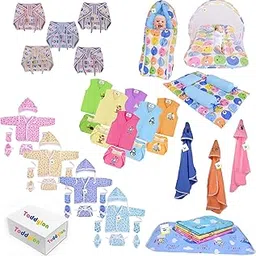 Toddylon 51 in 1 Baby Complete Daily Items Combo New Born Gift Set Pack for Baby Boys and Baby Girls (Multicolour, 0-6 Months)-picture-16