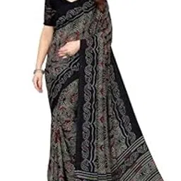 yashika Womens Georgette Printed Saree With Blouse Piece(AAYUSHI BLACK_N_Free Size)-picture-20