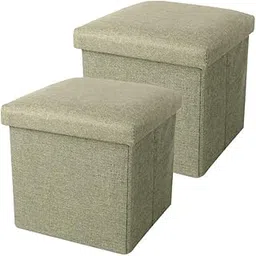 PRIME PICK Hessian Storage Stool Blue – Multi-Purpose Storage Stool with Cushion Seat, Durable & Stylish Storage Solution for Living Room, Bedroom & Entryway Brown Pack 2-picture-15