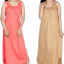 womie Full Cotton Slip Innerwear for Gown, Nighty, Maxi Long Camisole for Women and Girls (Plain Nighty-P2.)-picture-19