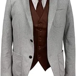 Medium, DGDE0006-Dark Brown: DGDE. 02 Internet Solid Microfiber Tuxedo Vests Matching Tie By Dan Smith-picture-28