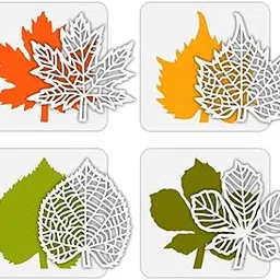 FINGERINSPIRE 4 Pcs Layered Leaves Stencil Set 5.9x5.9 inch Detachable Leaves Painting Stencil Plastic Maple Leaf Skull Leaf Patterns Reusable DIY Art Craft Stencils for Painting Home Decor-image-3
