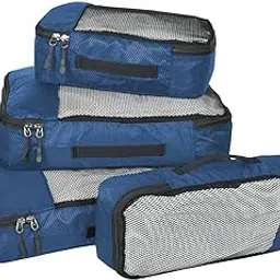 fatmug Packing Cubes/Travel Pouch Bag Organiser -Set of 4(Large,Medium,Small and Slim) (Navy Blue)-picture-35
