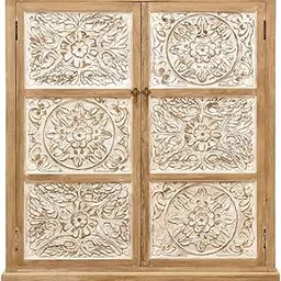 The Attic Jodhpur Medium Wardrobe | Solid Wood Clothes Organizer with Multiple Utility Storage | Wooden Wardrobe & Almirah with Natural + White Matte Finish-picture-21