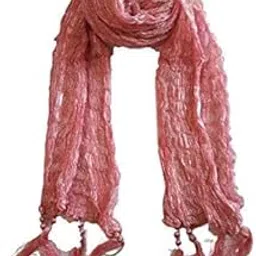 Silk Stole in Crush Lining Material for Men, Pink with golden Stripes, 250 x 20 cm-picture-19