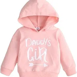 Baby Girl Hooded Sweatshirt, Pink Cotton, 'Daddy's Girl' Print-picture-22