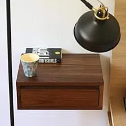 OGESTA Floating nightstand/Modern Bedside Table/Floating Shelves/Floating nightstand with Drawer/Brown Floating Shelf/Wood Shelves top Brown (Design 4)-picture-19